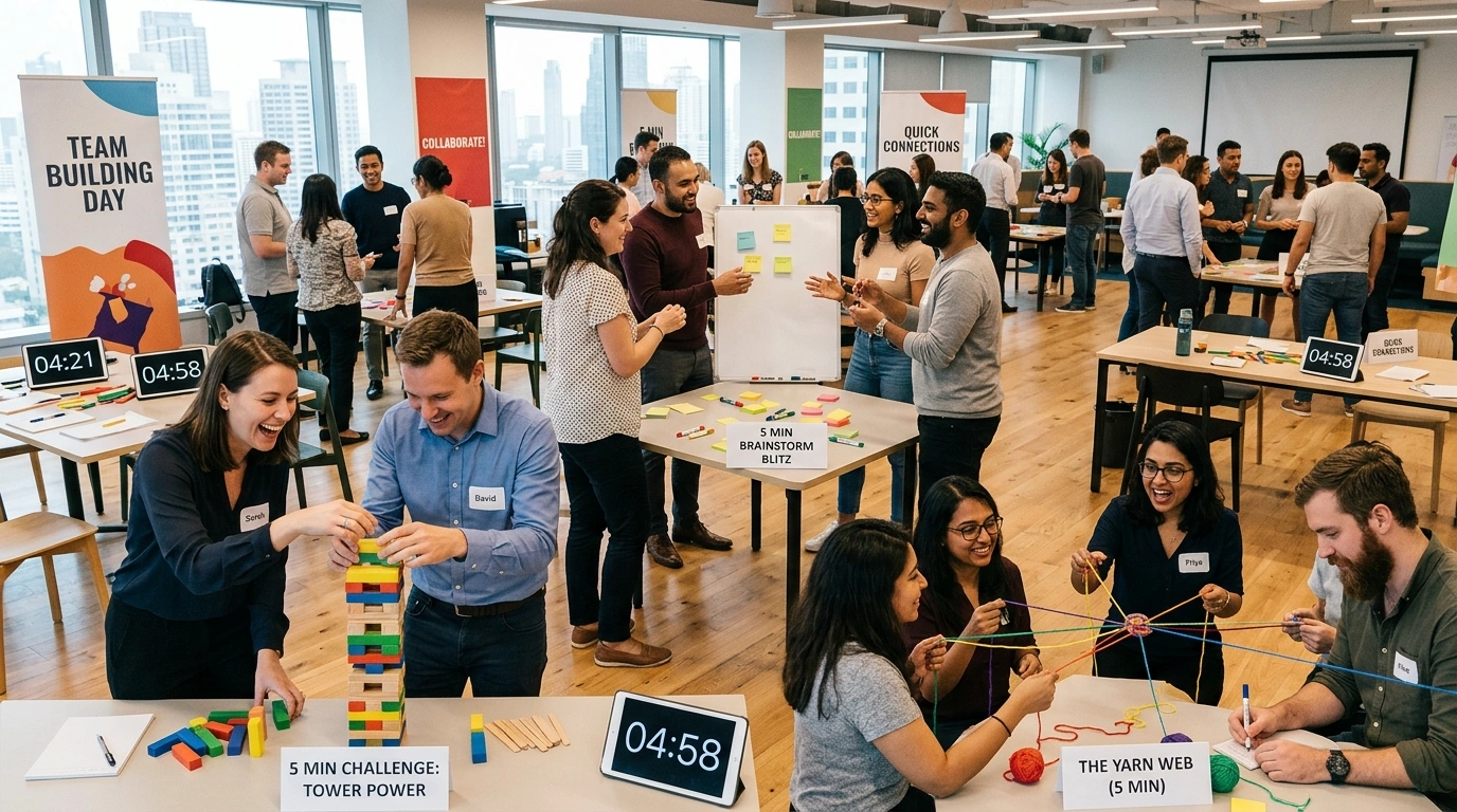 5-minute team building activities for workplace indoors