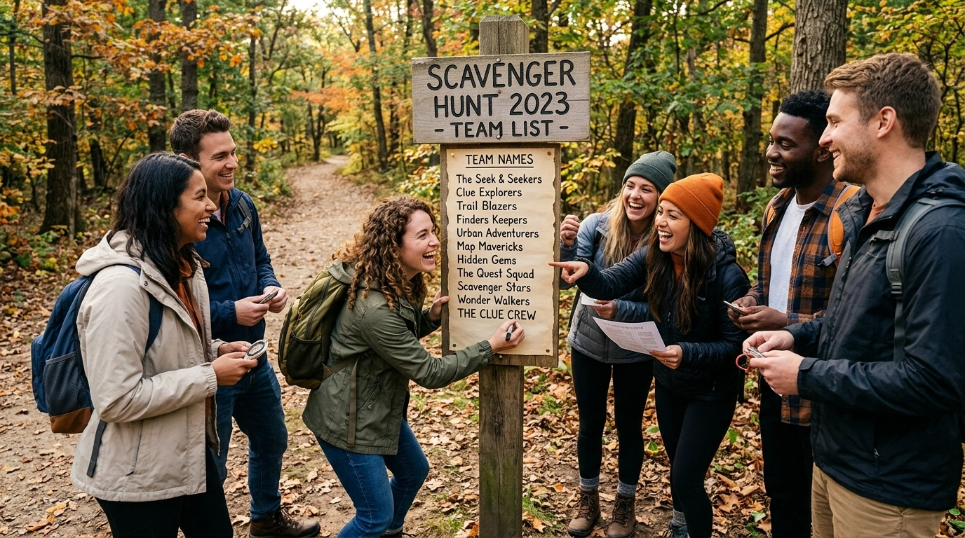 Scavenger hunt team names for work